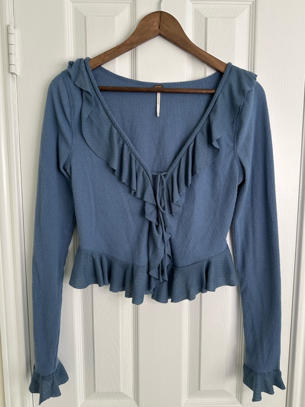 Free People Ophelia Ruffle Long Sleeve Knit Top